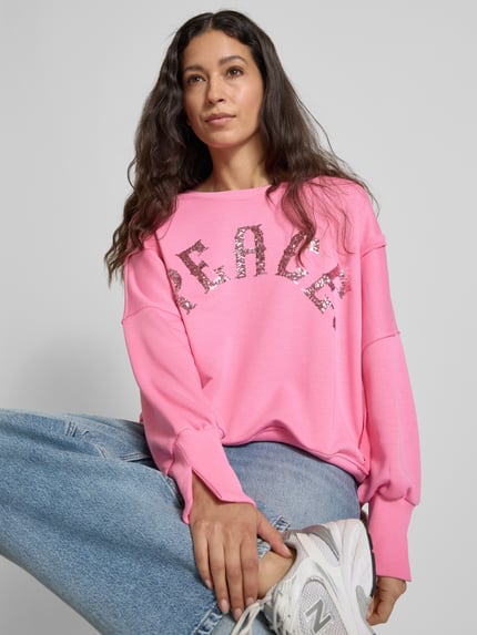 miss goodlife Oversized sweatshirt van puur katoen met statementstitching Roze - 3