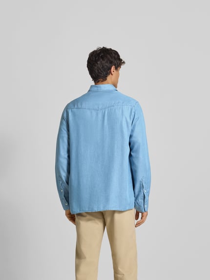 Officine Générale Freizeithemd aus reinem Lyocell Jeansblau 5