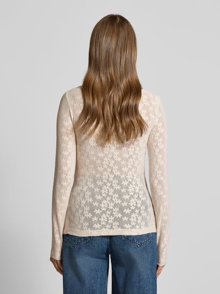 Jake*s Collection Longsleeve mit geripptem Rundhalsausschnitt Ecru 5