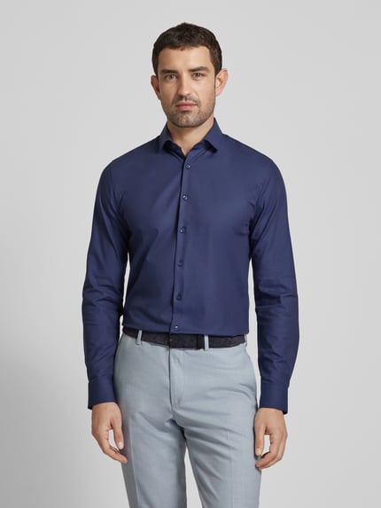 OLYMP No. Six Super Slim Fit businesshemd van twill met stretch-aandeel Marineblauw - 4