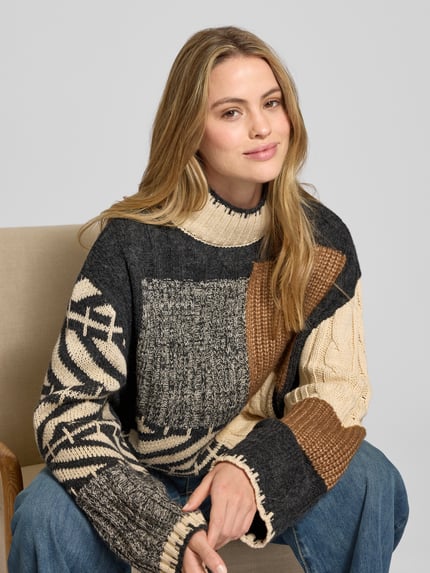 Jake*s Casual Strickpullover mit Zopfmuster Ecru 3