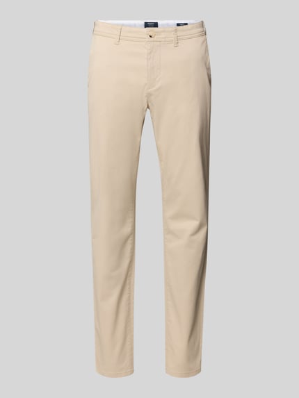 Produktfoto, Straight Fit Chino mit Gesäßtaschen von MCNEAL z mieszanki bawełny, beżowe chinosy, kieszenie z tyłu, rozmiar 50, długość 82 cm