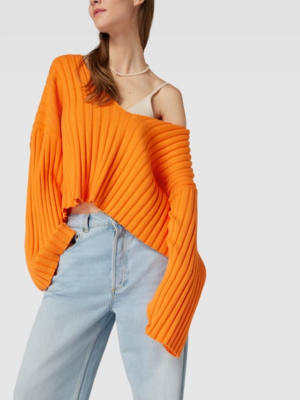 EDITED Strickpullover mit V-Ausschnitt Modell 'Thamara' Orange 3