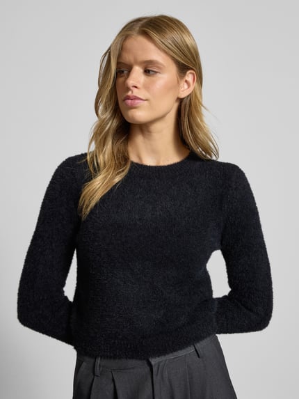 ONLY Sweter z dzianiny o kroju regular fit z okrągłym dekoltem model ‘PETRA’ Czarny 3