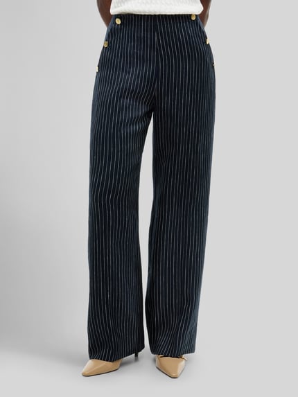 Tommy Hilfiger Wide Leg Hose aus Leinen-Mix  Marine 4