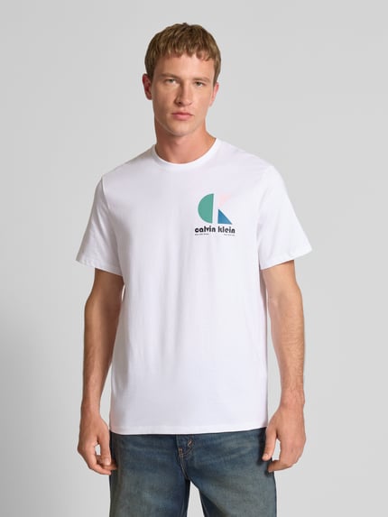 Calvin Klein Jeans T-Shirt mit Label-Print Weiss 4