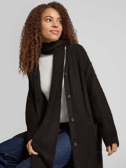 Topshop Regular fit lange cardigan met v-hals model 'FIA' Cognac - 3