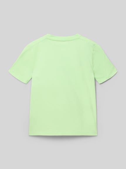 Produktfoto, Regular Fit T-Shirt aus reiner Baumwolle Modell 'CHEST' von Calvin Klein Jeans in Hellgrün, unifarbene Jersey-Optik, Rückansicht.