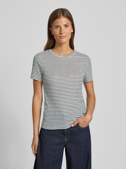 Rich & Royal T-Shirt mit geripptem Rundhalsausschnitt Marine 4