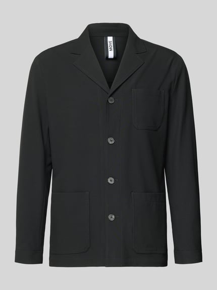 Produktfoto, Relaxed Fit Hemdjacke mit Viskose-Anteil Modell 'Bill' von DIGEL in Schwarz mit Elastischer-Material-Mix, AufgesetzteTaschen, Reverskragen und durchgängige Knopfleiste, Rückenlänge bei Größe 50: 75 cm