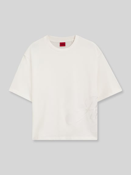HUGO Loose Fit T-Shirt aus reiner Baumwolle Modell 'Duslant' Offwhite 2