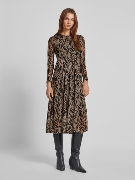 ZABAIONE Midikleid mit gelgten Falten Mittelbraun 1