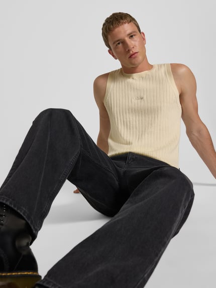PROHIBITED Gebreide top met labelstitching Offwhite - 3