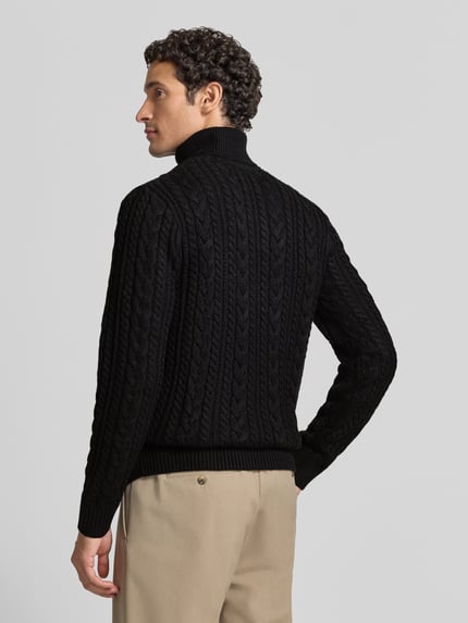 JACK & JONES Premium sweter z dzianiny o kroju slim fit z domieszką bawełny model 'Callum' Czarny 5