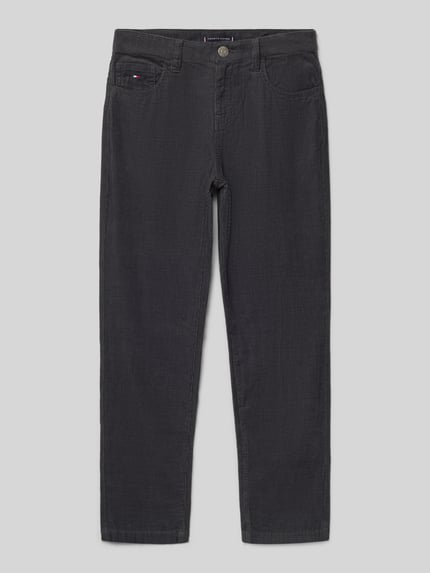 Tommy Hilfiger Teens Straight fit corduroy broek van puur katoen Grafiet - 1