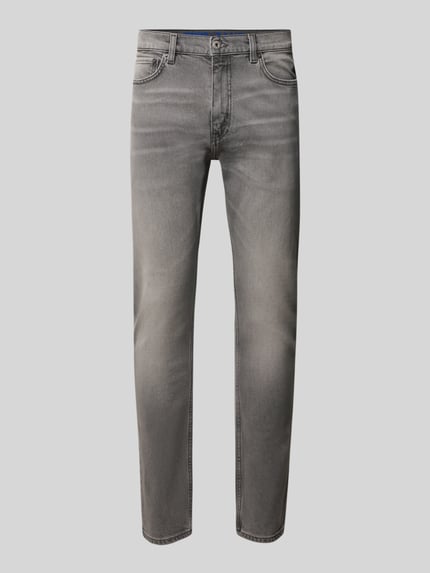 HUGO Blue Slim Fit Jeans mit Used-Waschung Modell 'Zane' Mittelgrau 1