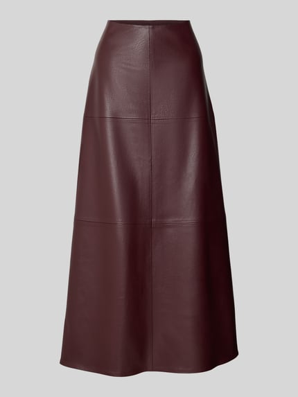 Jake*s Collection Regular fit midirok in leerlook Aubergine - 2