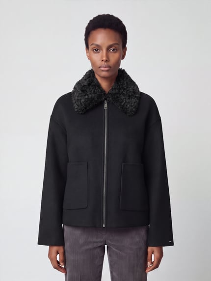 Tommy Hilfiger Regular Fit Blouson mit Webpelzkragen Black 4