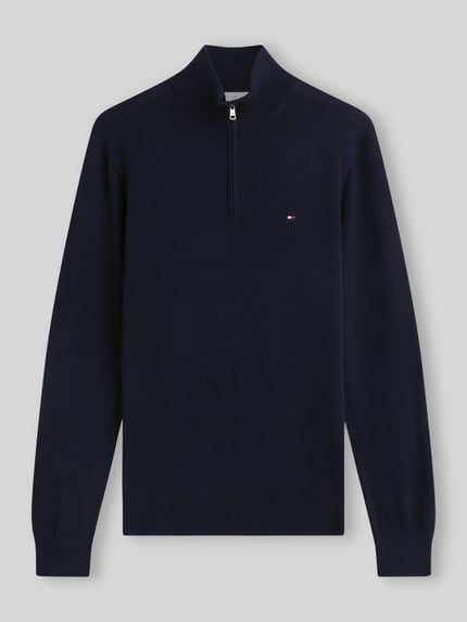 Tommy Hilfiger Regular Fit Troyer aus reiner Baumwolle Marine 2