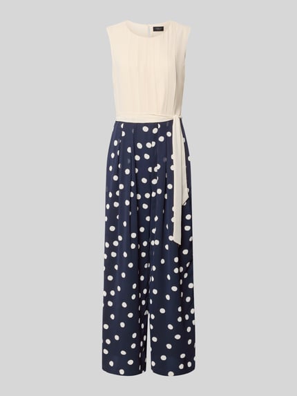 Produktfoto, Regular Fit Jumpsuit mit Taillengürtel zum Binden von s.Oliver BLACK LABEL, Optik: Mehrfarbig, gepunktet, Materialverarbeitung: Chiffon