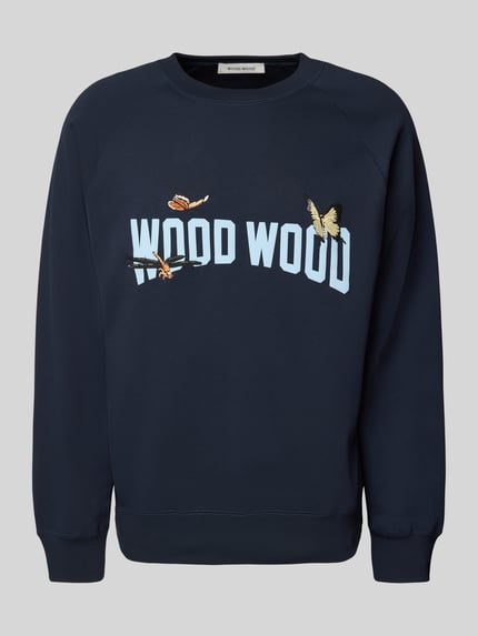 Wood Wood Sweatshirt met motiefstitching, model 'Hester' Donkerblauw - 2