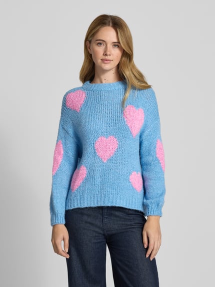 ZABAIONE Gebreide pullover met ronde hals, model 'Bo44nita' Bleu - 4