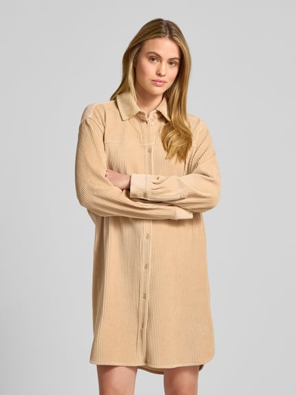 Jake*s Studio Woman Jurk van katoenmix in overhemdblouselook Camel - 4