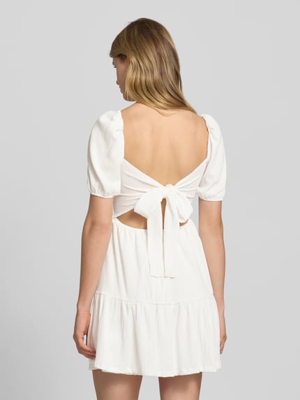 Gina Tricot Mini-jurk in laagjeslook met vierkante hals Ecru - 5