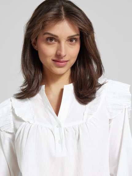 mbyM Regular fit blouse met broderie anglaise, model 'Natia' Wit - 3