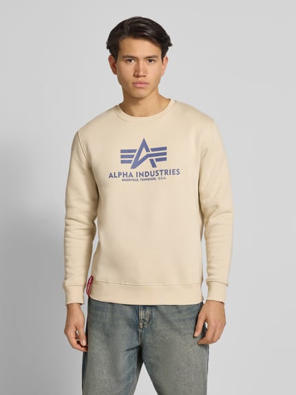 Alpha Industries Bluza z nadrukiem z logo Złamany biały 4