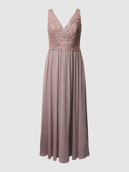 My Mascara Curves PLUS SIZE Abendkleid mit floralem Ziersteinbesatz Rose 1
