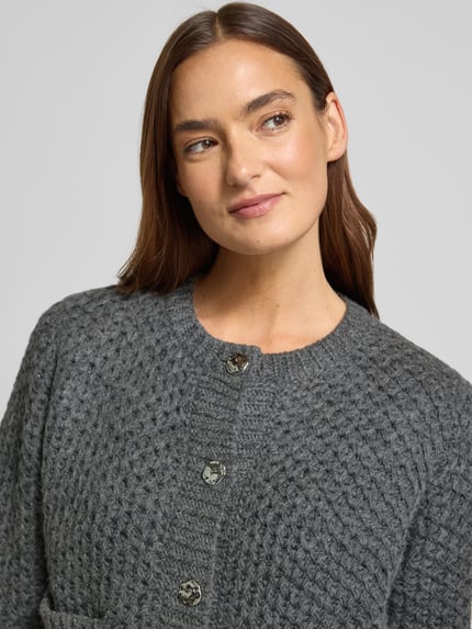 Cph Muse Strickjacke mit Knopfleiste Modell 'COLETTE' Dunkelgrau Melange 3
