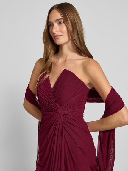 Mascara Abendkleid mit Knotendetail Bordeaux 3