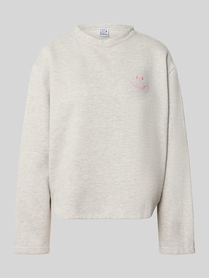 Produktfoto, Relaxed Fit Sweatshirt aus Baumwoll-Mix von Emily Van den Bergh in Hellgrau mit Rundhalsausschnitt und Statement-Stitching