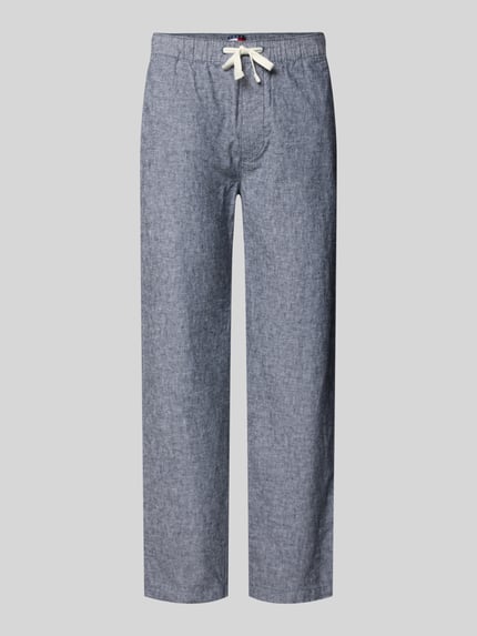 Tommy Jeans Regular Fit Weite Hose aus Leinen-Baumwoll-Mix Marine 2