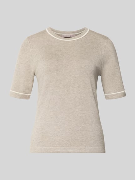 Produktfoto, Pullover aus Viskose-Mix in Strick-Optik von Christian Berg Woman, mieszanka wiskozy, krój wąski, elastyczne wykończenia, imitacja dzianiny, półrękaw, długość tyłu w rozmiarze S: 53 cm, długość rękawów w rozmiarze S: 23 cm