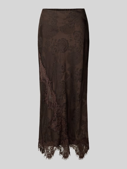 VERO MODA Midi-Rock mit Spitzenbesatz Schoko 1