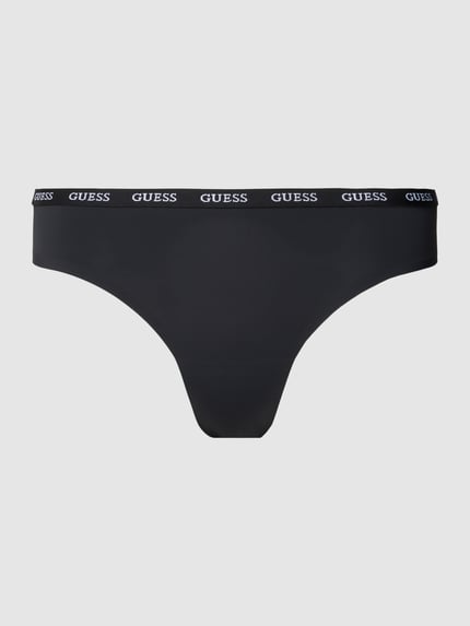 GUESS String met elastische band met logo, model 'DARCEY BRAZILIAN' Zwart - 1