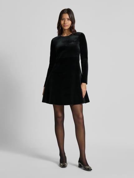 Emporio Armani Minikleid aus Satin mit Rundhalsausschnitt Black 1