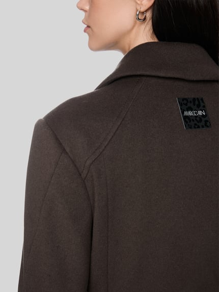Marc Cain Wollmantel mit Label-Patch Mittelbraun 6