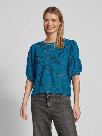 FARM RIO Strickpullover mit Knopfleiste Petrol 4