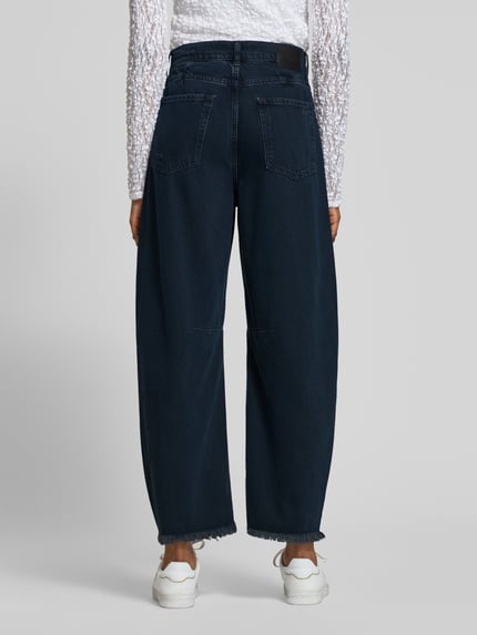 Rich & Royal Jeans o kroju wide fit z dodatkiem lyocellu z wykończeniem frędzlami Czarny 5