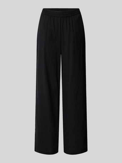 Produktfoto, schwarze Wide Fit Stoffhose mit elastischem Bund, Eingrifftaschen, Modell 'Poppy' von JJXX, glatte Textur