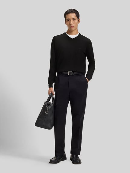 BOSS Regular Fit Strickpullover aus reiner Schurwolle Modell 'BARAM-L' Black 1