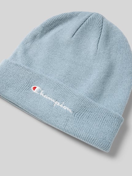 Champion Beanie mit breitem Umschlag und Logo-Stitching Eisblau 2