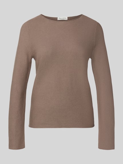 Produktfoto, Regular Fit Strickpullover aus reiner Baumwolle von Marc O'Polo, Optik: Unifarben, Label-Stitching-Applikation, Strick, Rollsaum.