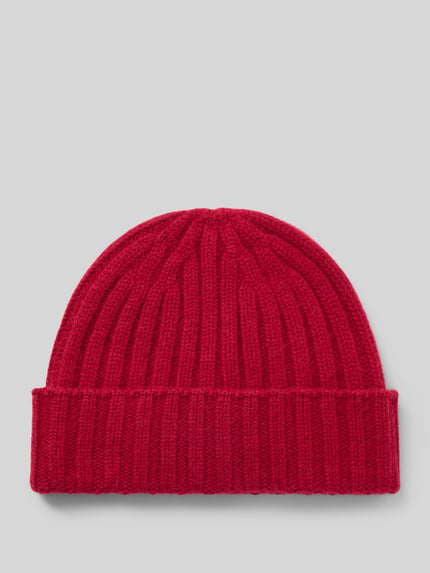 Produktfoto, Beanie in Strick-Optik von Christian Berg Men, czerwony, imitacja dzianiny, ścieg warkoczowy, efekt prążkowania, szeroki brzeg