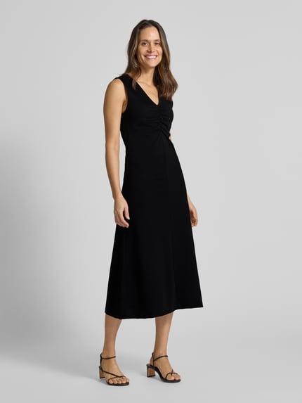 DRYKORN Midikleid mit V-Ausschnitt Modell 'JOVANA' Black 1