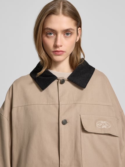Karo Kauer Hemdjacke mit Label-Stitching Sand 3
