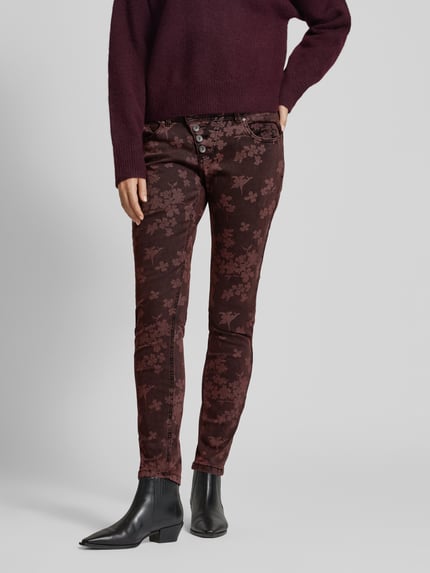 Buena Vista Skinny fit broek met verkort model, model 'Malibu' Bordeaux - 4